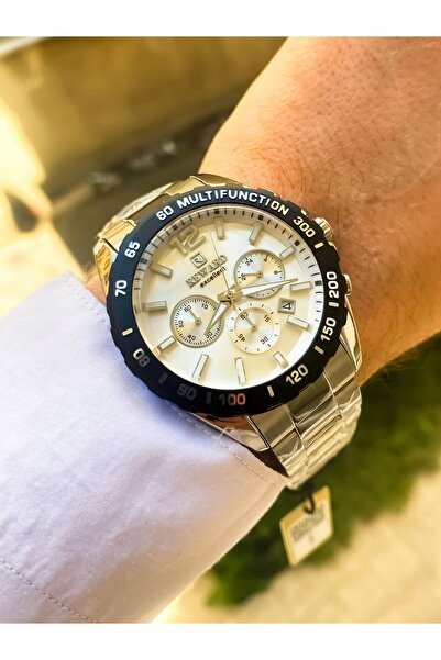 Reward Men's Wrist Watch Waterproof Silver Color Steel Cord Bracelet Gift