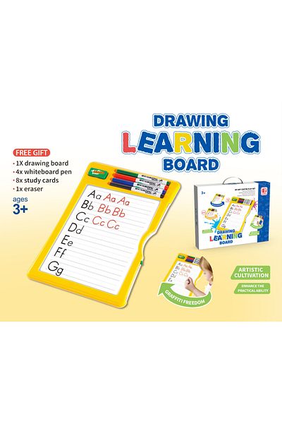 Point Plus Educational drawing and writing board for children - with pens and 8 educational cards | Size 40.5 x 4.5 x 33 cm