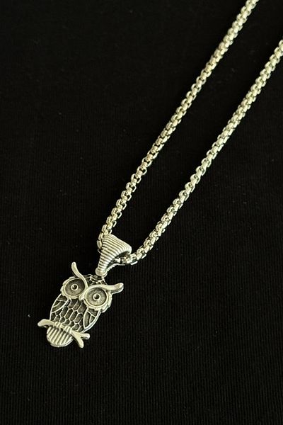 cheetah quality Owl Stainless Steel Chain Men's Necklace