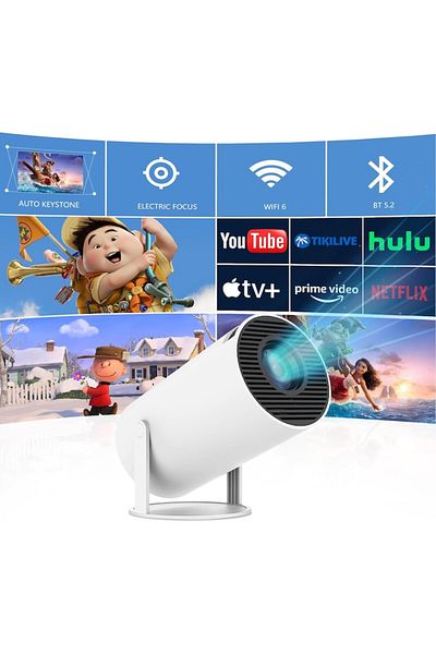 Generic Videoproiector portabil, 40-200", 1080P, alb, 10x17cm, cu Bluetooth si WiFi