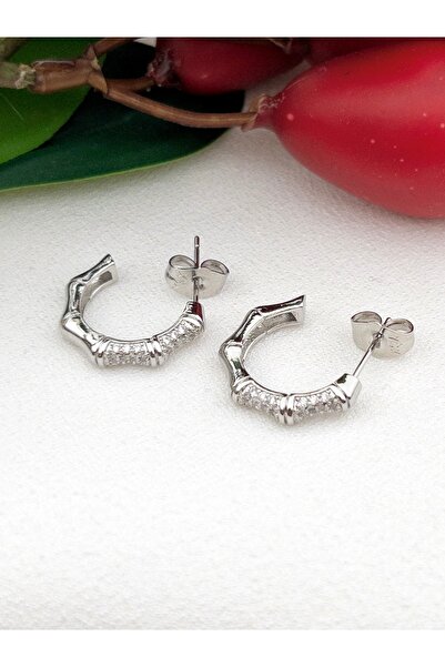 Siya Silver 18 Ayar Altın Kaplama Taşlı Vintage Çelik Küpe - 2 cm