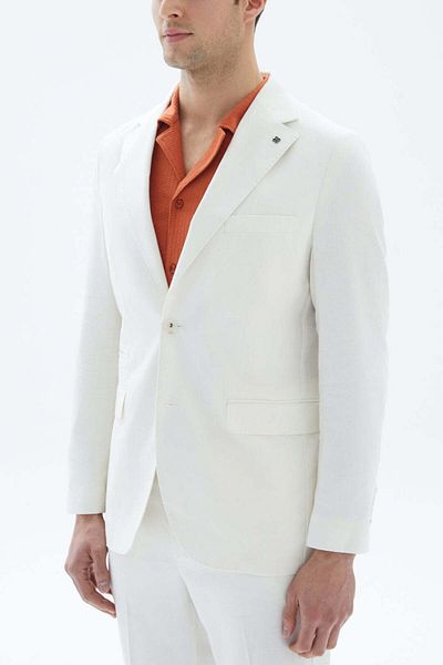 wecre8 White Textured Classic Blazer By WECRE8