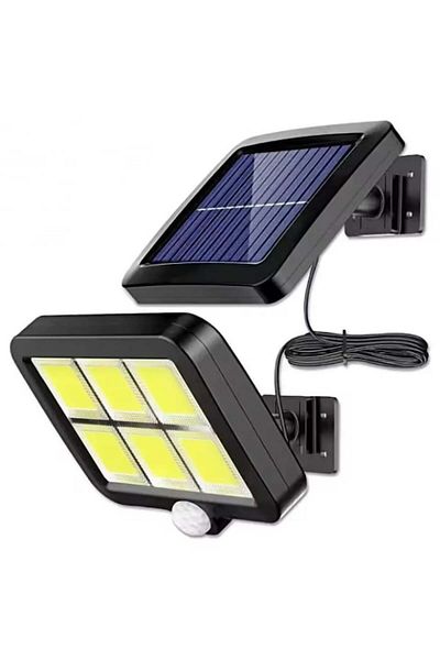 iTin Lampă solară cu senzor de mișcare și telecomandă, 120 LED-uri COB, 30W