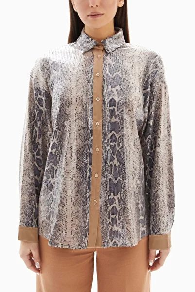 wecre8 Grey/Beige Snake Sequin Blouse By WECRE8