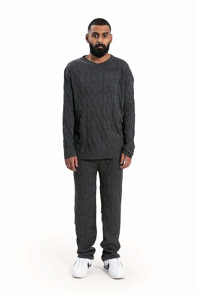 wecre8 Men Dark Gray Sweater and Pants Set By WECRE8