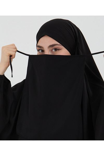 Mihrisina collection Single Floor Black Souffle Hijab Khimar Islamic Clothing