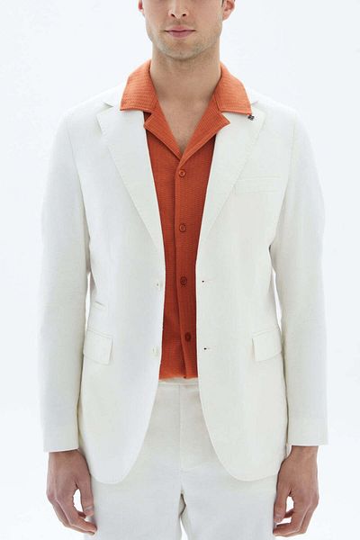 wecre8 White Textured Classic Blazer By WECRE8