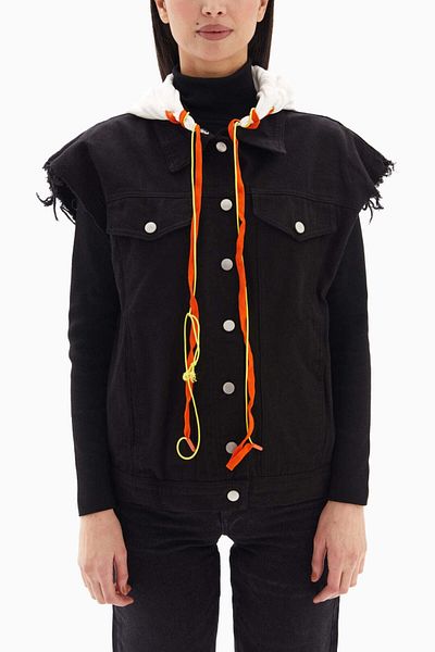 wecre8 Black Denim Vest Jacket By WECRE8