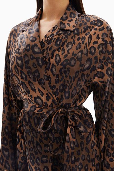 wecre8 Brown Leopard Wrap Jacket By WECRE8
