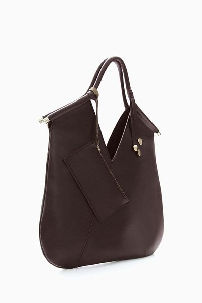 wecre8 Brown V-Cut Tote Bag by WECRE8