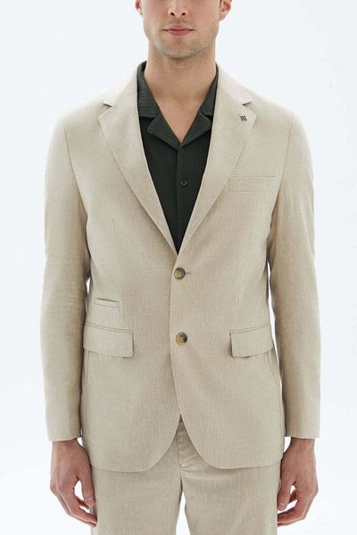 wecre8 Beige Textured Classic Blazer By WECRE8