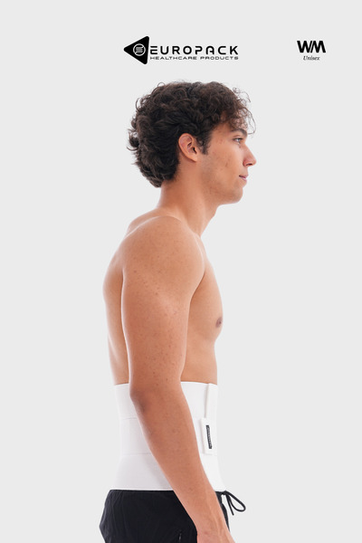 EUROPACK Lp-380 3 Panel Abdominal Binder Compression Girdle - Postoperative Abdominal Girdle - 22 cm