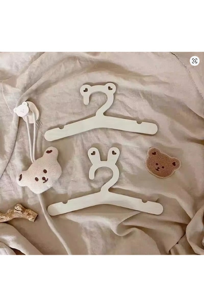 Rapithwin Ahşap bebek elbise askısı tavşan ve sevimli ayı 2'şer adet bebek giysiler organizatör askı 30*15CM