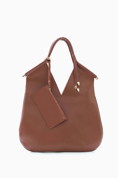 wecre8 Cognac V-Cut Tote Bag by WECRE8