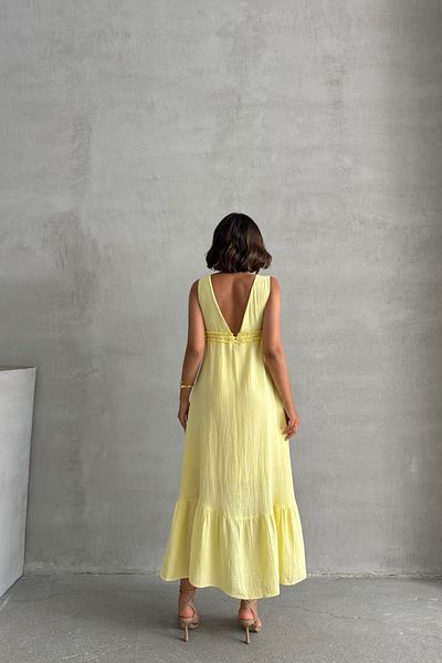 Lusin Rochie midi premium fără mâneci de vară, căptușită cu țesătură de muselină