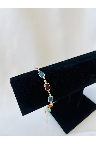 ESDE Stylish Steel Anklet with Colored Stones
