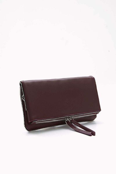 wecre8 Maroon Chain Trim Convertible Clutch by WECRE8