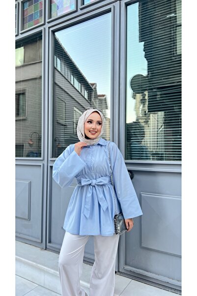 RİELLA Kuşaklı Uzun Tesettür Gömlek