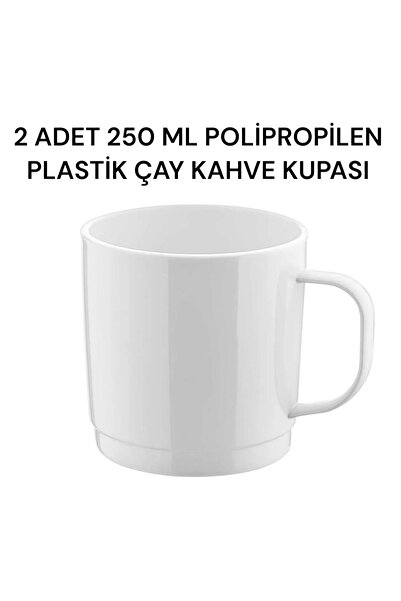 GastroPlast 2 ADET 250 ML POLİPROPİLEN PLASTİK BEYAZ ÇAY - KAHVE KUPASI