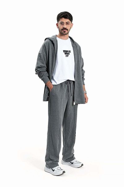 wecre8 Men Gray Hoodie Jacket and Pants Set By WECRE8