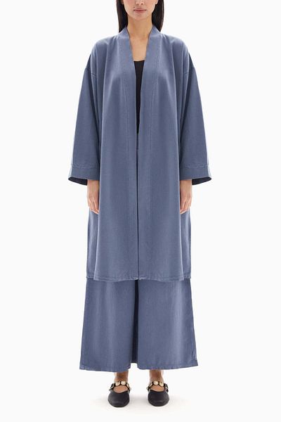 wecre8 Blue Plain Set of Kimono with Trousers By WECRE8