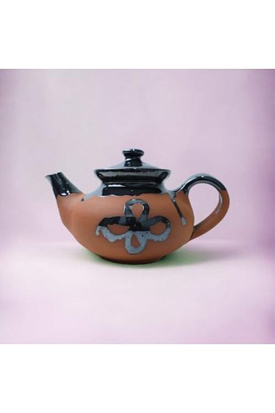 Generic ARK Dirtique 650 ml Half-Glazed Teapot – Handmade Clay with Sleek Glaze for Refined Tea Moments