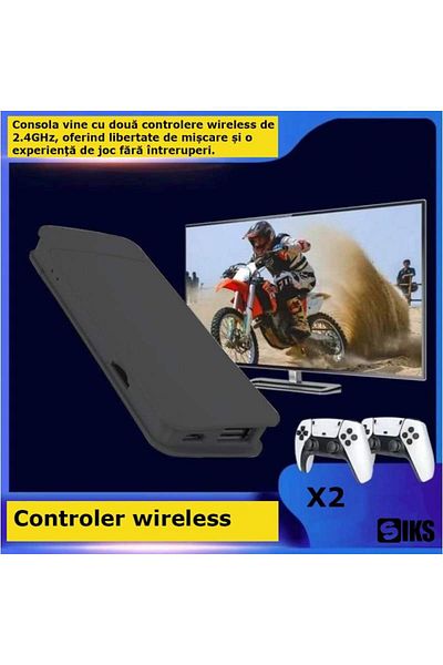 SIKS Retro Game Console, 20,000 Video Games, Compatible with 9 Emulators, 2 x Wireless Controller