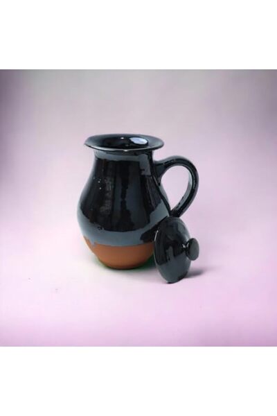 Generic ARK Dirtique 1L Black Clay Pitcher – Handcrafted Terracotta Jug with Sleek Design, Ideal for Servi
