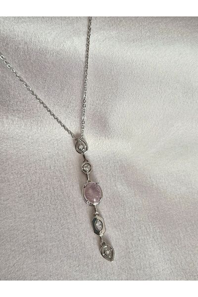 aayak&kabımofficial Colored Stone Model Steel Y Necklace – Y Shaped, Colored Stone, Hypoallergenic