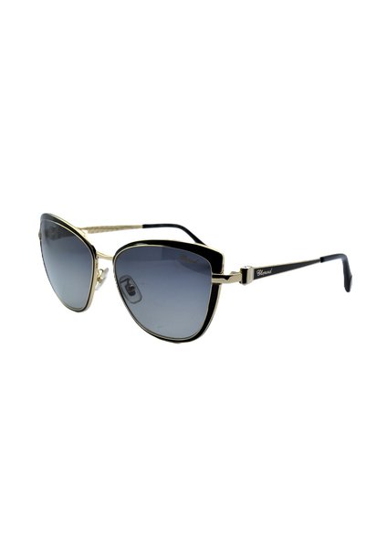 Chopar Cateye Sunglasses Schc16S 301P Gold Black Polarized 57mm Swaroski Stone