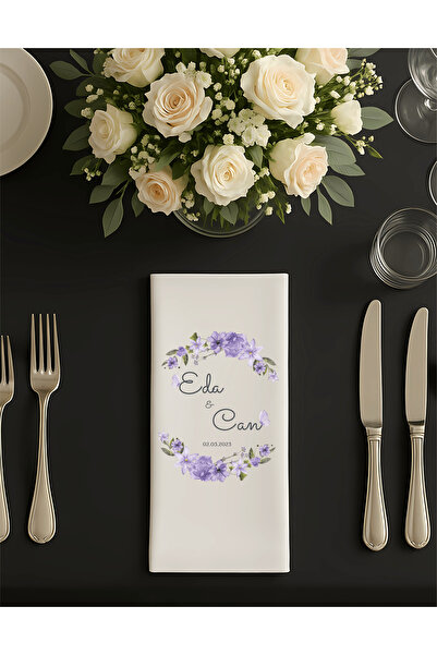 BYBAGS Söz Düğün Nişan Peçetesi Isme Özel Baskılı 20'li Paket 33x33