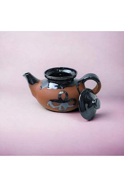 Generic ARK Dirtique 650 ml Half-Glazed Teapot – Handmade Clay with Sleek Glaze for Refined Tea Moments