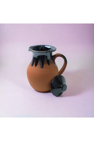 Generic إبريق ARK Dirtique Artisan Clay سعة 1 لتر - إبريق من الطين نصف المزجج، أنيق وعملي لكل ذوق