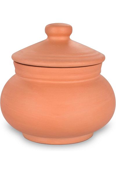 Generic ARK Terrapura Unglazed Clay Round Cooking Pot 1800 ml (61 Oz). Organic and Handmade by Artisans. Tra
