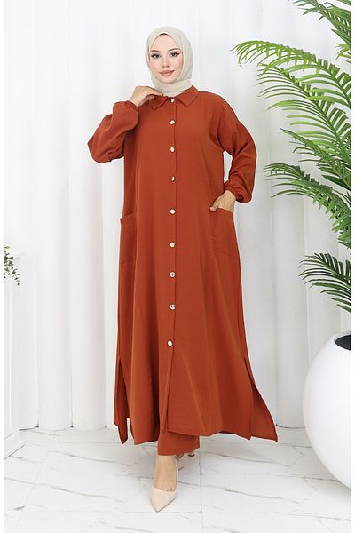 sefamerve Snap Tunic Παντελόνι Διπλό Σετ 0097-06 Πλακάκι