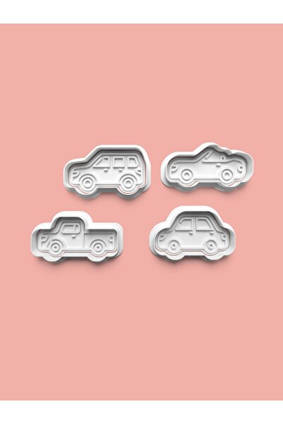 AKTASTORE قالب بسكويت للسيارات وقالب عجينة السكر، مجموعة من 4 قطع 0326-set