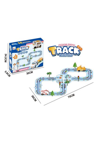 Point Plus Medical-themed vehicle track building toy - with 24 pieces and ambulances - suitable for ages 3+