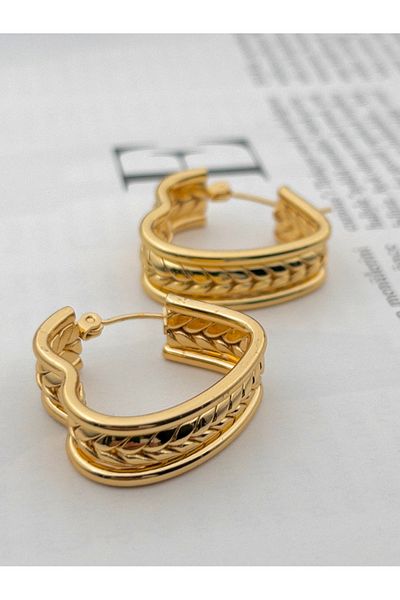 Siya Silver Heart Design Tarnish-Free Steel Earrings