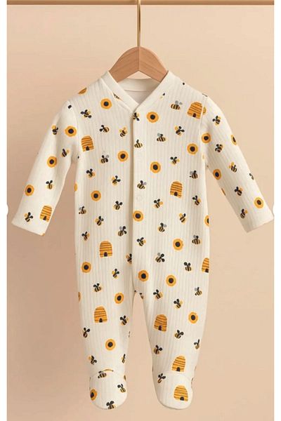Nayinom Bees and Honey Printed Unisex Baby Jumpsuit