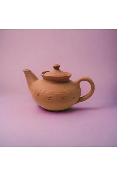 Generic إبريق شاي أنيق من ARK Dirtique سعة 650 مل مصنوع من الطين - تصميم مصنوع يدويًا من الطين الفخاري البسيط لتقديم الشاي بشكل أنيق