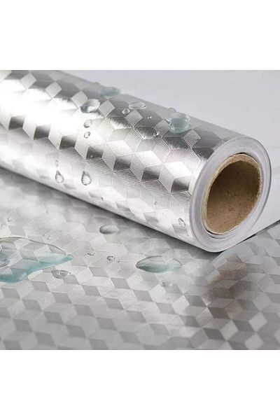 SIKS Folie de bucătărie autoadezivă, pentru protecția blatului, rolă, impermeabilă, 61 x 300 cm, argintie