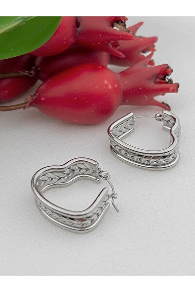 Siya Silver Heart Design Tarnish-Free Steel Earrings
