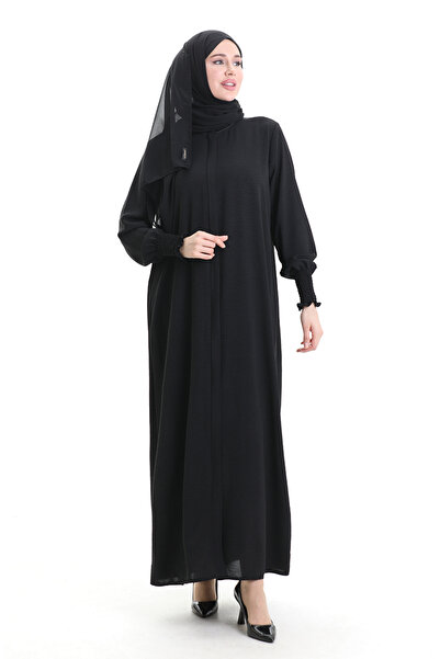sefamerve Krem Kumaş Keten Ferace 5095-01 Siyah