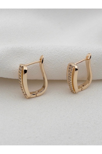 Siya Silver Zirkon Taşlı Dikdörtgen Model Çelik Küpe - 1,7 cm