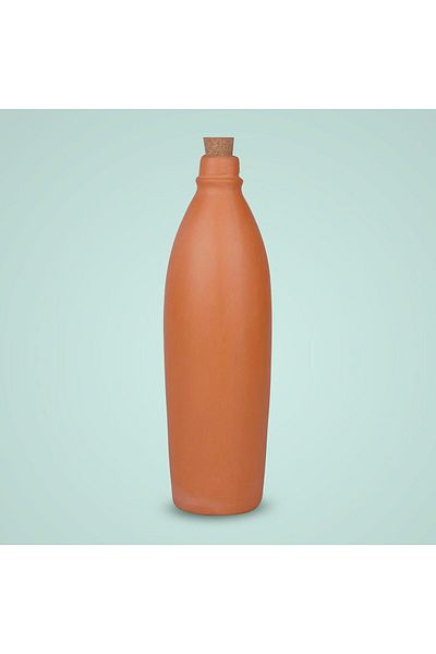 Generic زجاجة تيرابورا 1100 مل مصنوعة يدويًا من الطين غير المزجج مع الفلين
