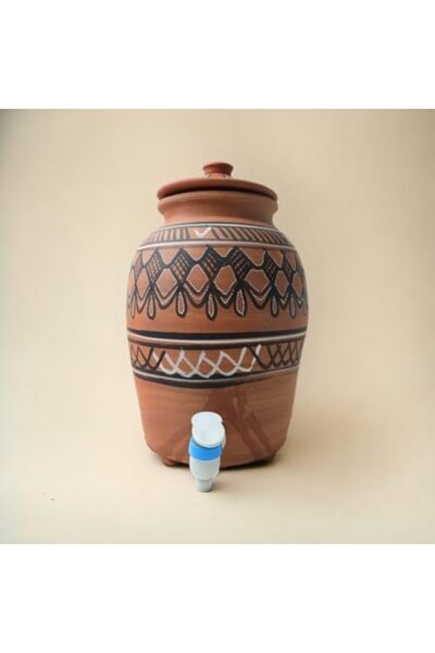 Generic ARK DhaaroVibes 5L Clay Water Dispenser Matka – Handmade & Hand-Painted Terracotta Earthen Pot