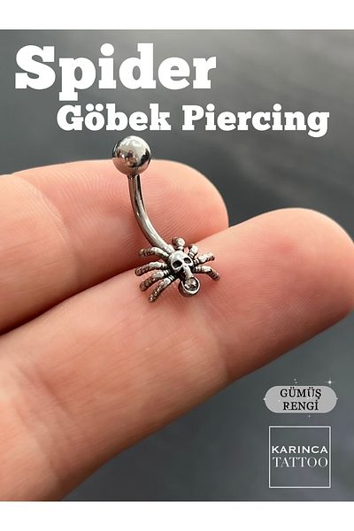 Karınca Piercing Spider Web Gothic Rock Metal Stone Navel Piercing Addams Family Wednesday