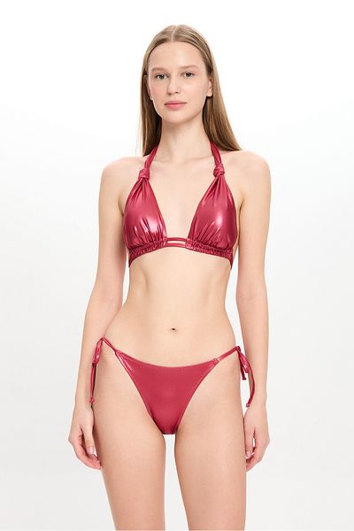 TOOSALTY Women's Leather Look Double Spaghetti Wide Triangle Bikini Set 25Sw019St