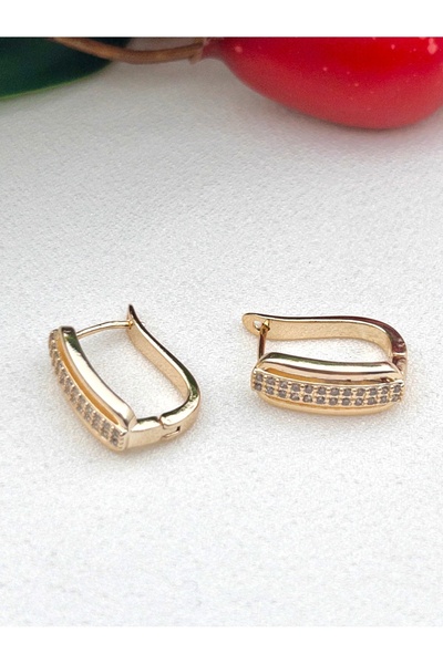 Siya Silver Zirkon Taşlı Dikdörtgen Model Çelik Küpe - 1,7 cm