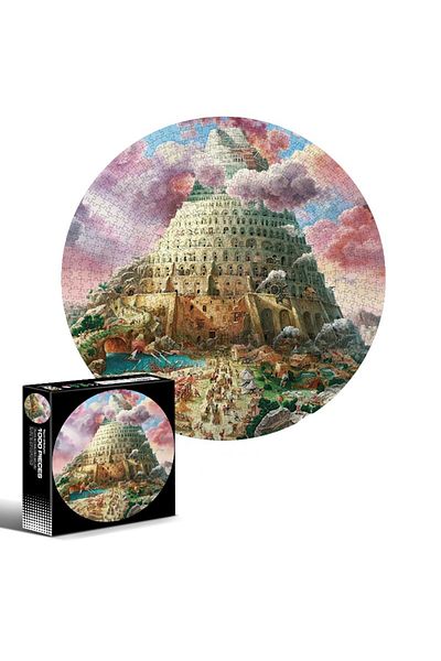 Point Plus Tower of Babel 1000 Piece Jigsaw Puzzle for Adults - Fun and Motivational Circle Puzzle